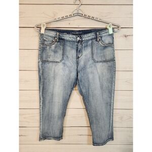 Lane Bryant Womens Light Blue Stretch Solid High Rise Cotton Capri Jeans Size 24